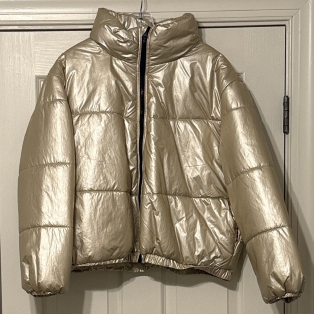 Wild Fable Metallic Gold Puffer Jacket